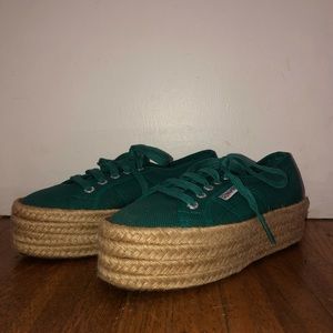 SUPERGA Women’s Cotropew Low-Top Green Sneakers|